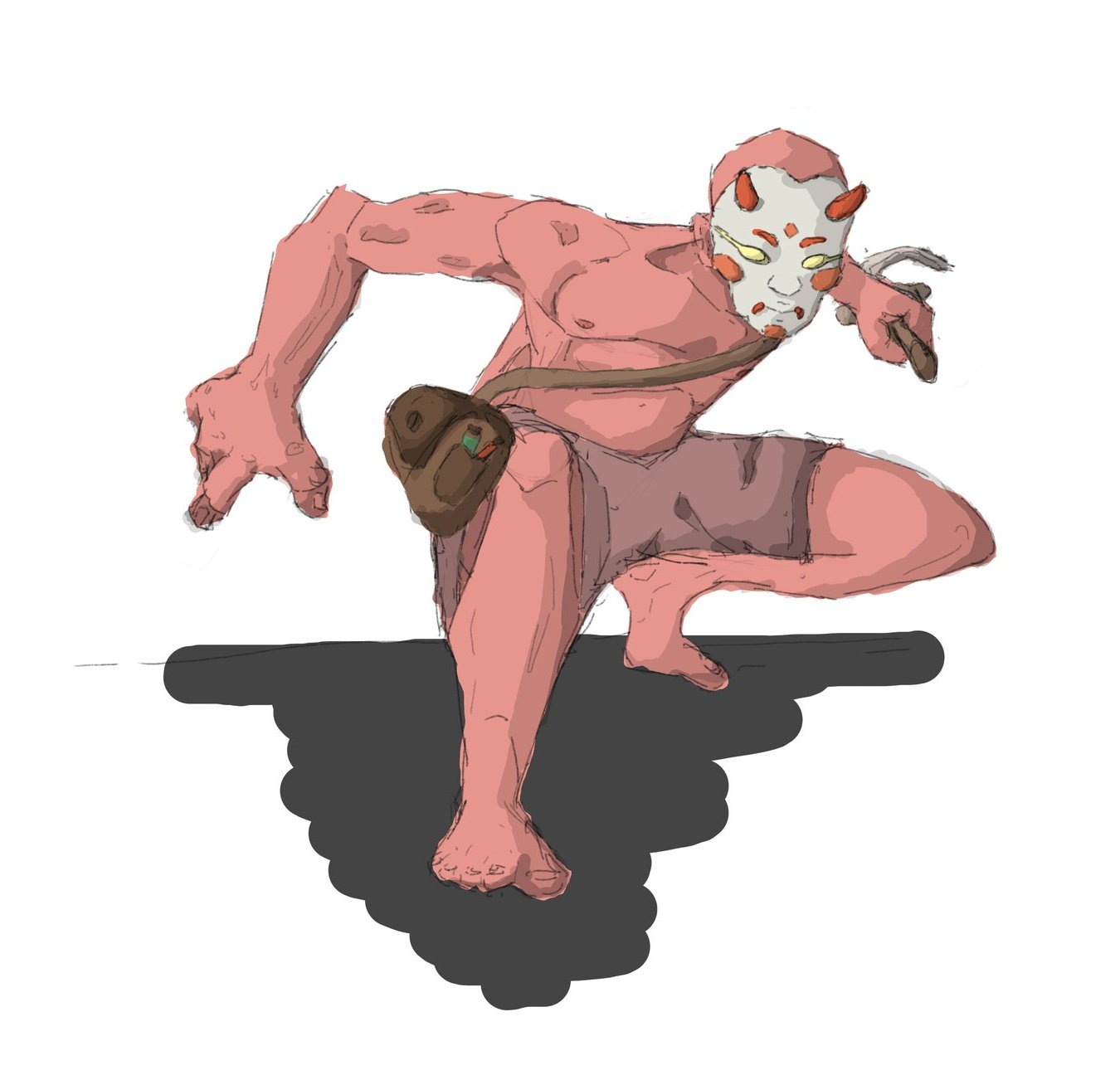 Masked figure with a satchel