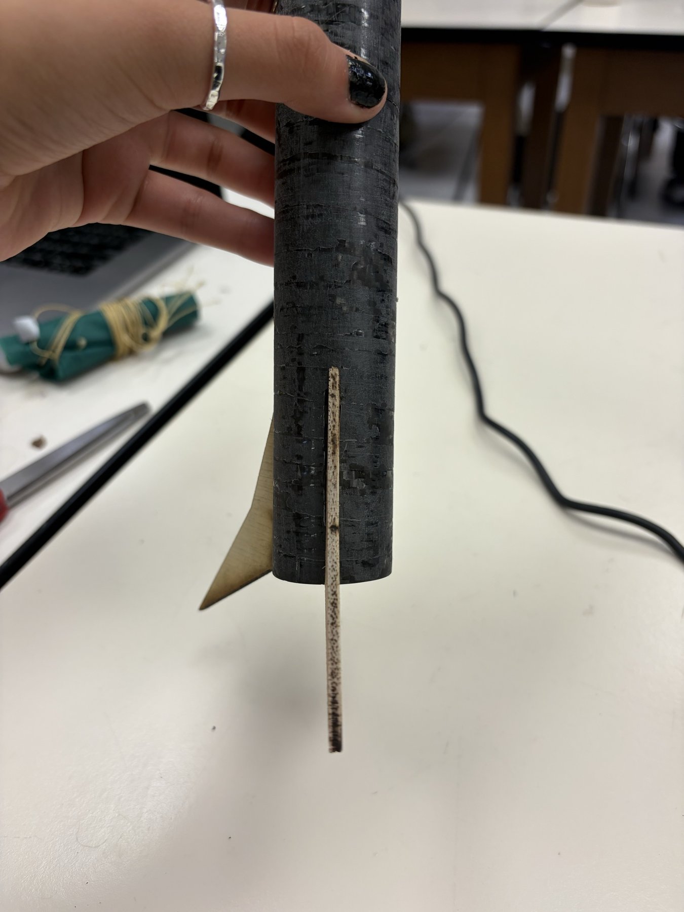 Test fitting a laser cut fin